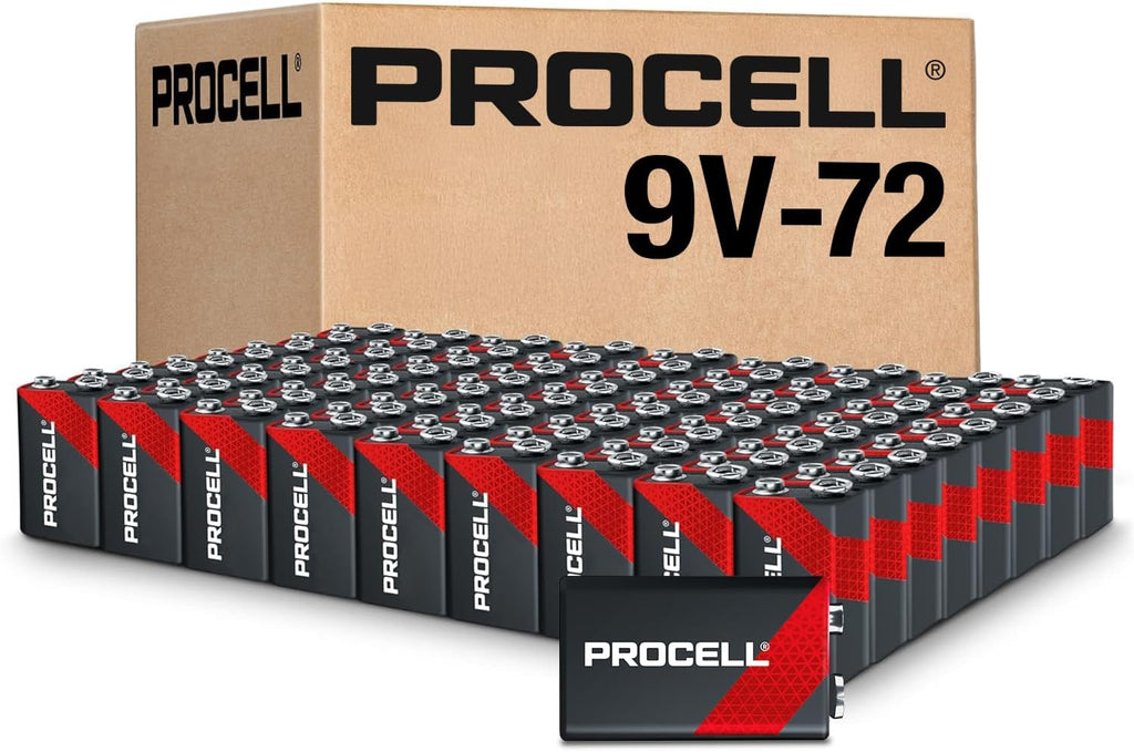 9V Alkaline Batteries for Smoke Detectors, 72 Count Bulk Pack | Professional-grade 9V for facilities; powers CO
