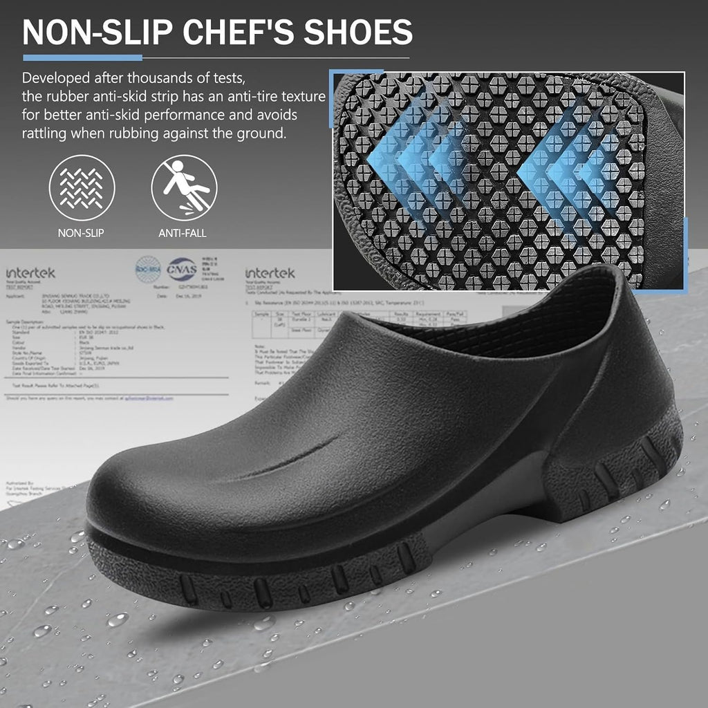 Unisex Non Slip Work Clogs - Slip, Water & Oil Resistant Shoes for Kitchen Chef Nursing Gardening Professionals