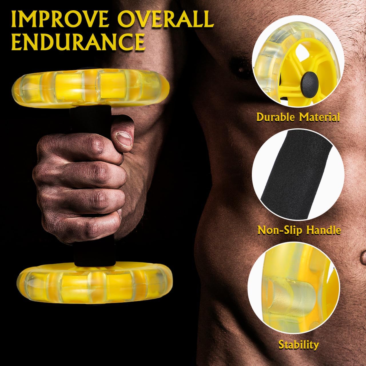 Dual Ab Roller Wheel Set for Core Workout, Portable Abdominal Exercise Equipment with Foam Grip for Home Gym