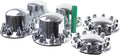 Chrome ABS 33 mm Thread-On Dome Axle Cover Combo Kit with Removable Hub Caps and Lug Nut Covers for Semi Truck