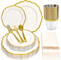 175 Piece Disposable Plastic Plates Dinnerware Set for 25 Guests