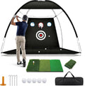 Golf Practice Net with Mat 10x7ft, Hitting Net for Backyard Outdoor Driving & Chipping, Heavy Duty Training Equipment