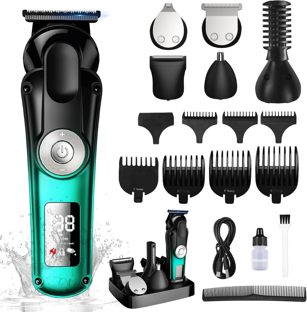6 in 1 Professional Mens Grooming Kit for Mustache,Body, 17 Piece All-in-One Mens Grooming Kit and Hair Clipper