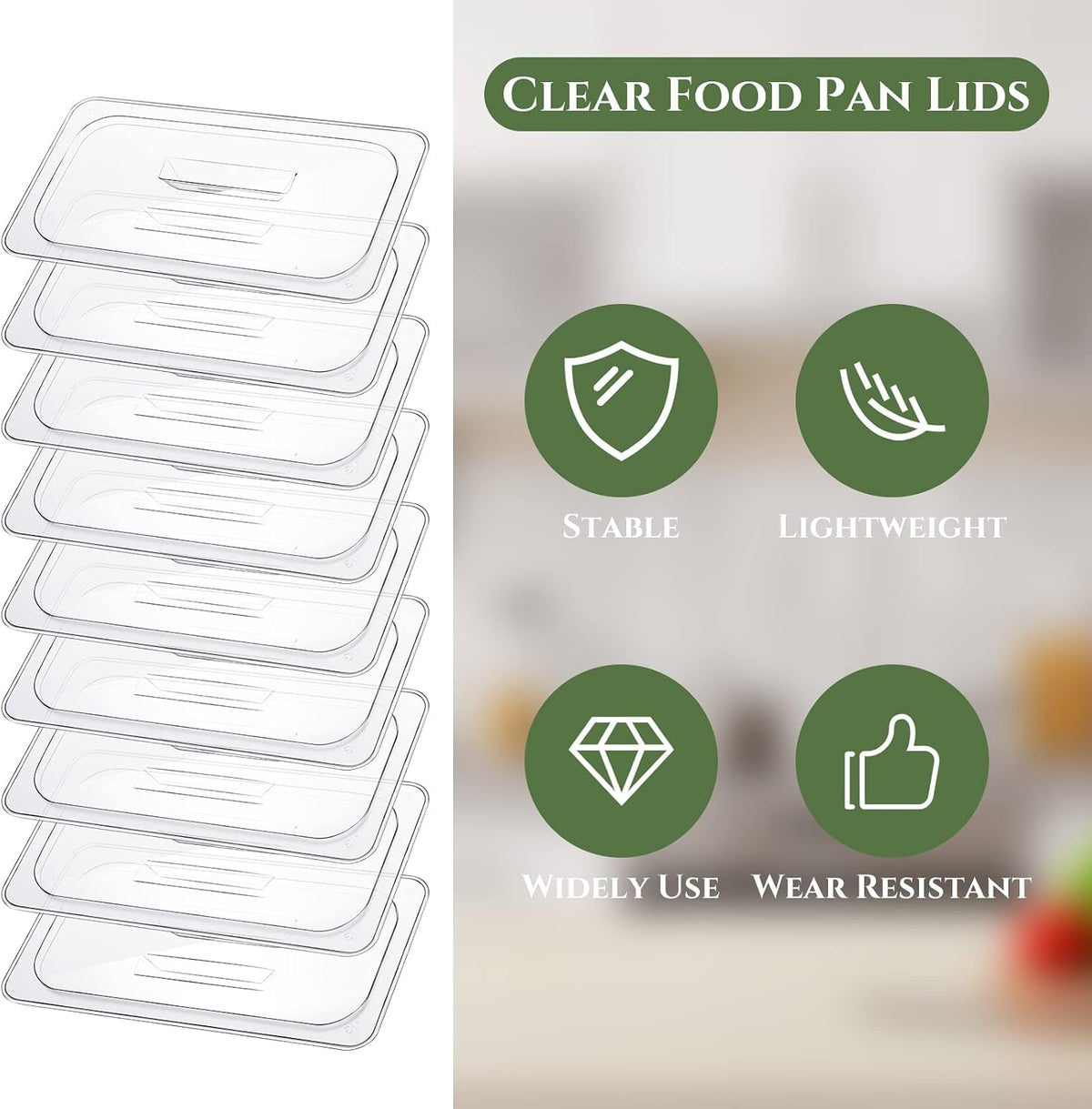 24 Pieces 1/3 Size Food Pan Lids Polycarbonate Universal Pan Lid