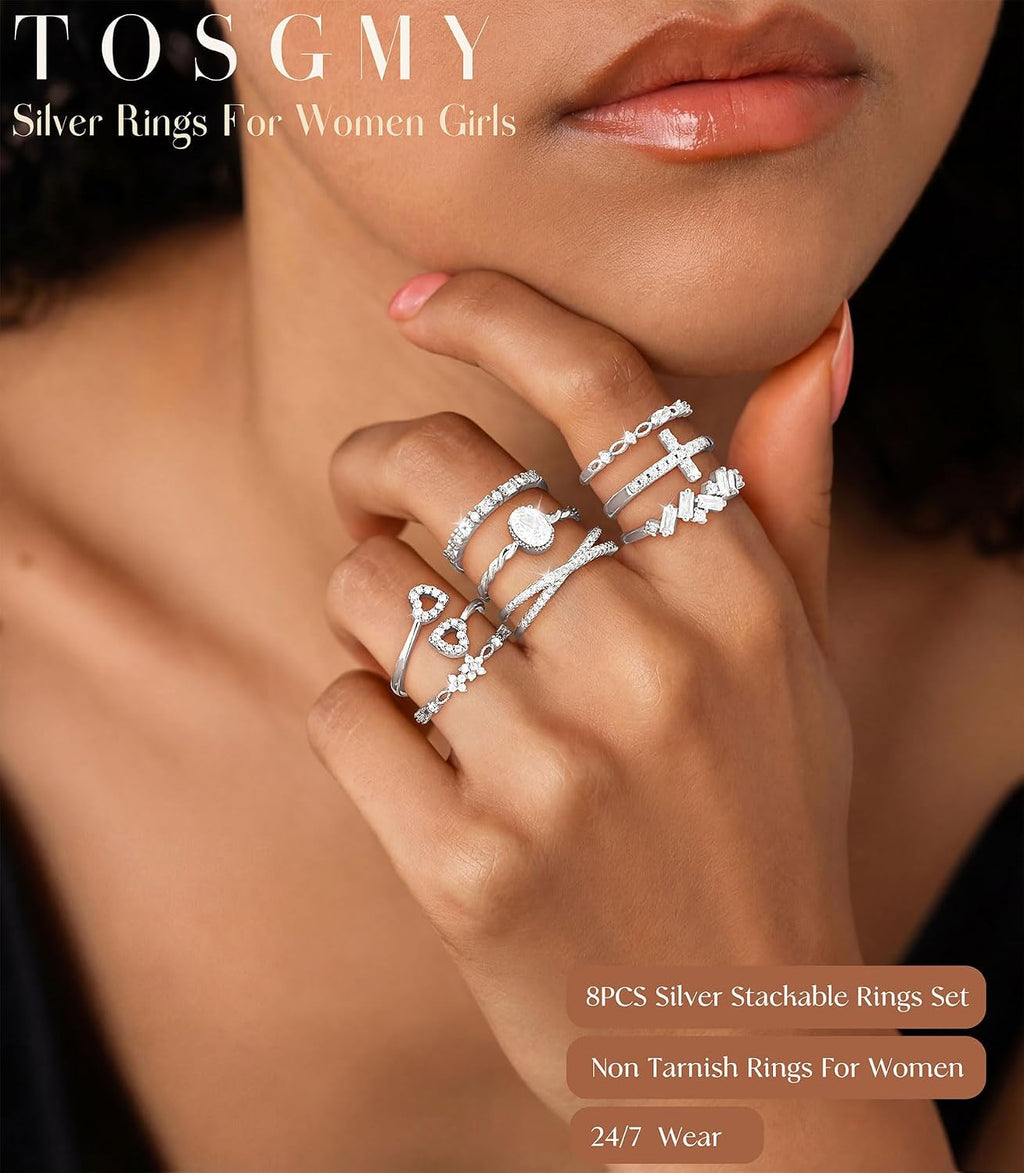 Gold Silver Rings For Women Non Tarnish Gold Plated Stackable Rings Wedding Engagement Bands Dainty 14K Gold Ring