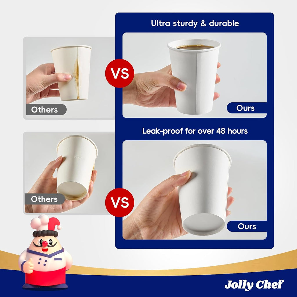 300 Pack Disposable Paper Coffee Cups 12 oz White Hot Paper Cups