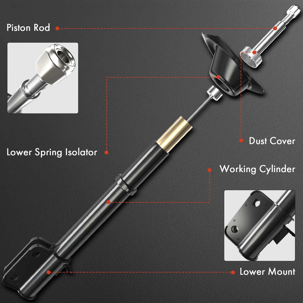 A-Premium Front Bare Struts W/o Coil Spring Compatible with Nissan
