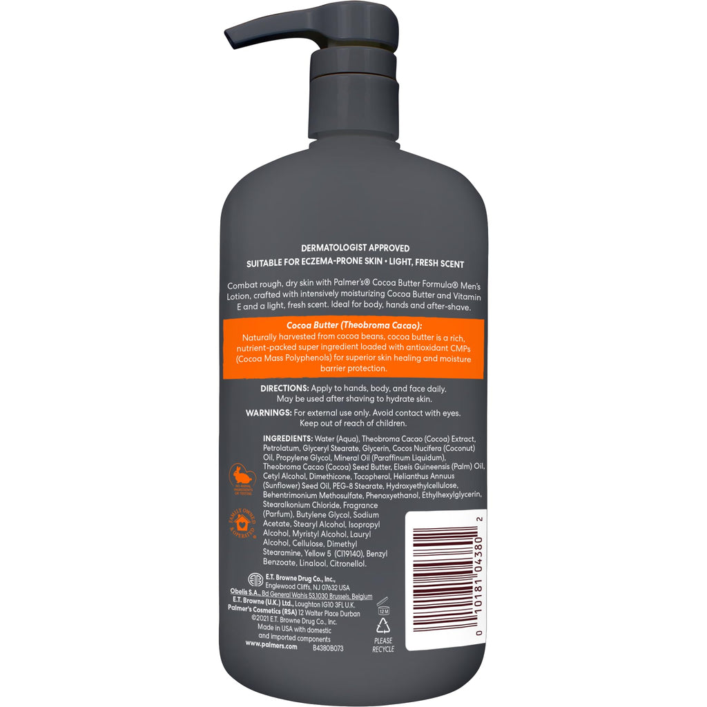 Men's Face & Body Moisturizer, Cocoa Butter Formula (33.8 Oz)