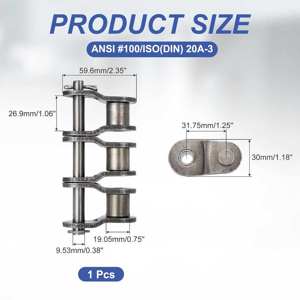 DTGN ANSI #100 Roller Chain Offset Half Link 31.75mm Pitch