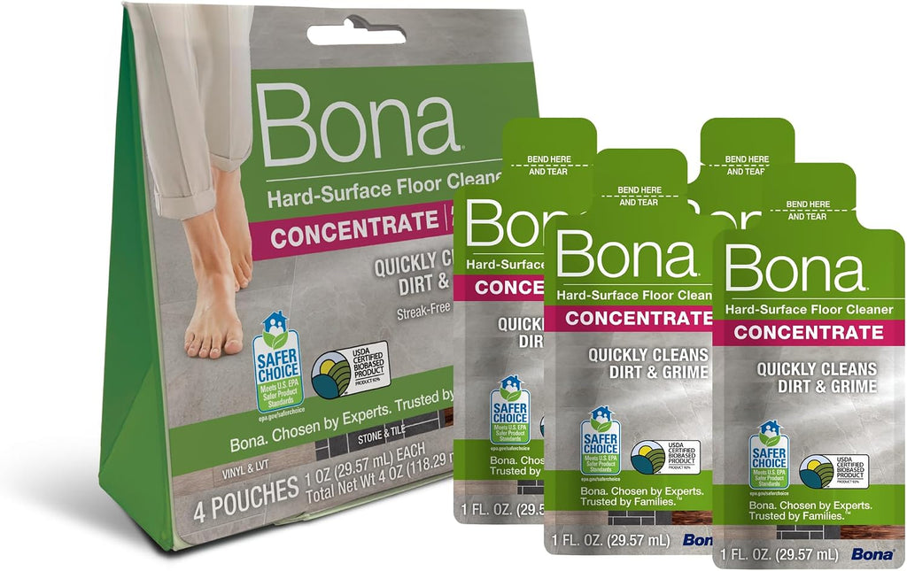Multi-Surface Floor Cleaner Concentrate - 1 fl oz - 4-Pack - Residue-Free Floor Cleaning Solution for Bona Spray Mop