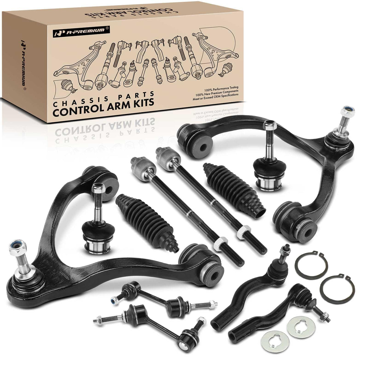 A-Premium 12Pcs Front Suspension Kit, Upper Control Arm, Sway Bar Link
