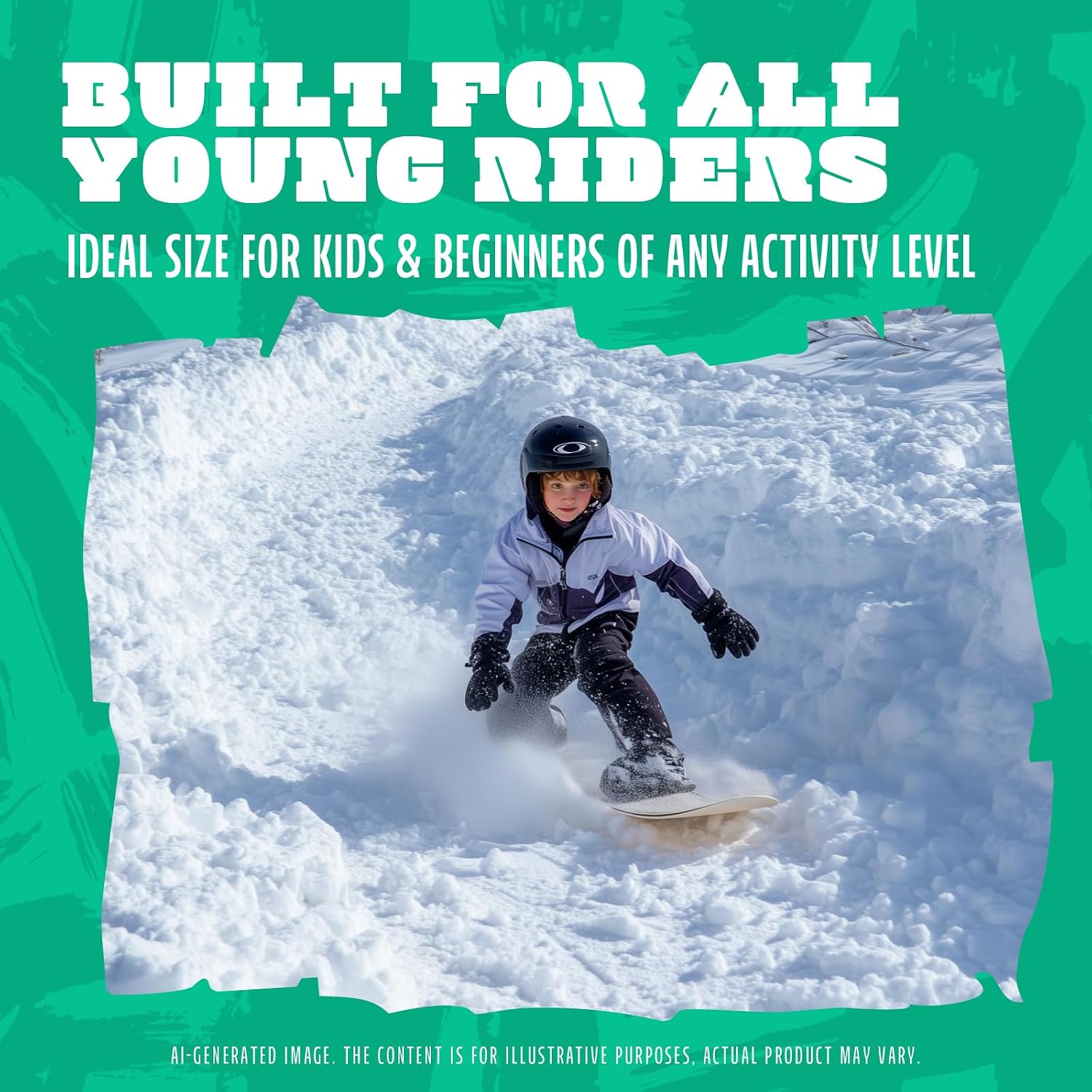 51 Inch Wood Snowboard for Kids & Beginners, Lightweight Engineered Wood Snow Board for Backyard Snowboarding