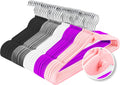 Multi-Color Velvet Hangers 50 Pack with Cascading Hooks, Non-Slip Black, Pink, White, Grey, and Purple Velvet Hangers