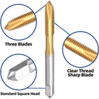 Burkit 2pcs M4 Titanium Coated Spiral Point Tap