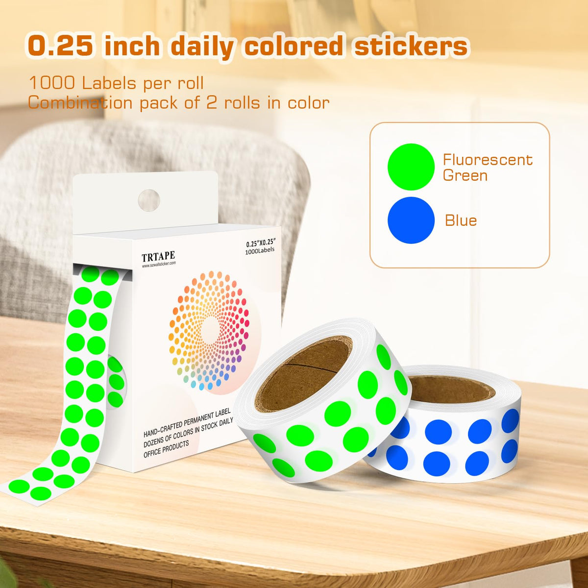 0.25 Inch Small Round Stickers Dot Stickers, 2000 PCS Color Dots