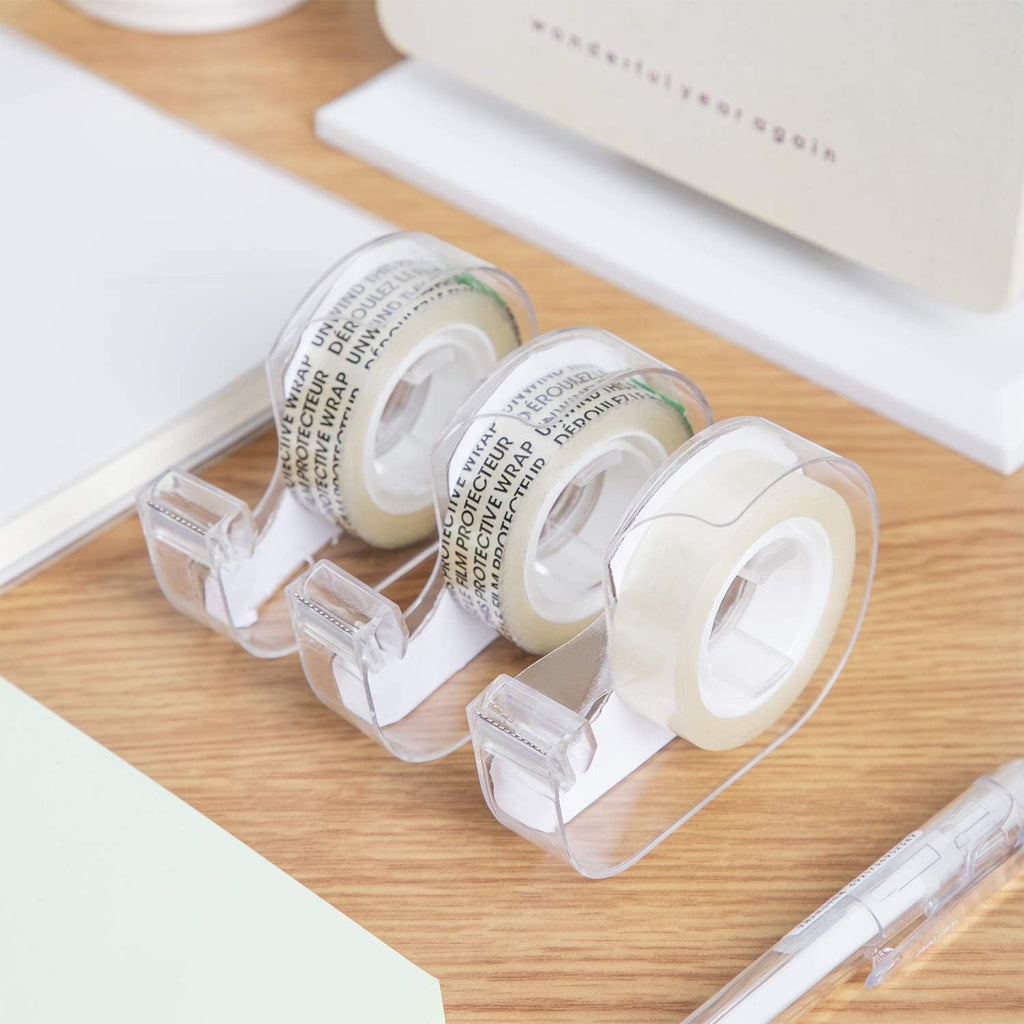 Double Sided Permanent Tape with Dispenser, Narrow Width, 1/2 x 252 inches, Translucent, 3-Pack