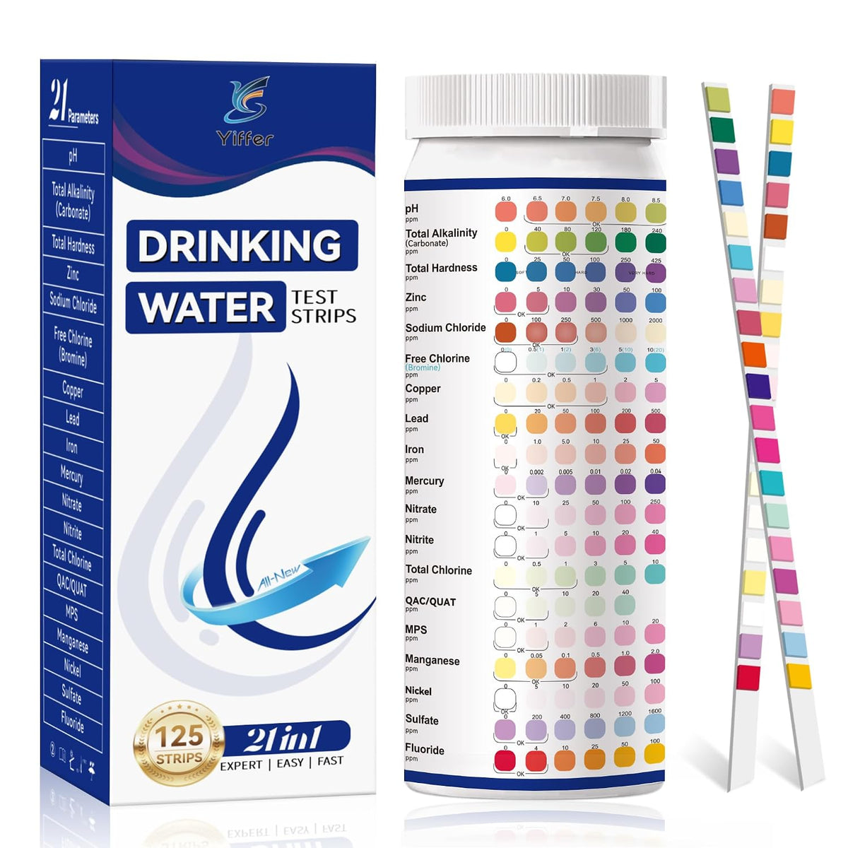 21-in-1 Drinking Water Test Strips, 125ct for Well & Tap