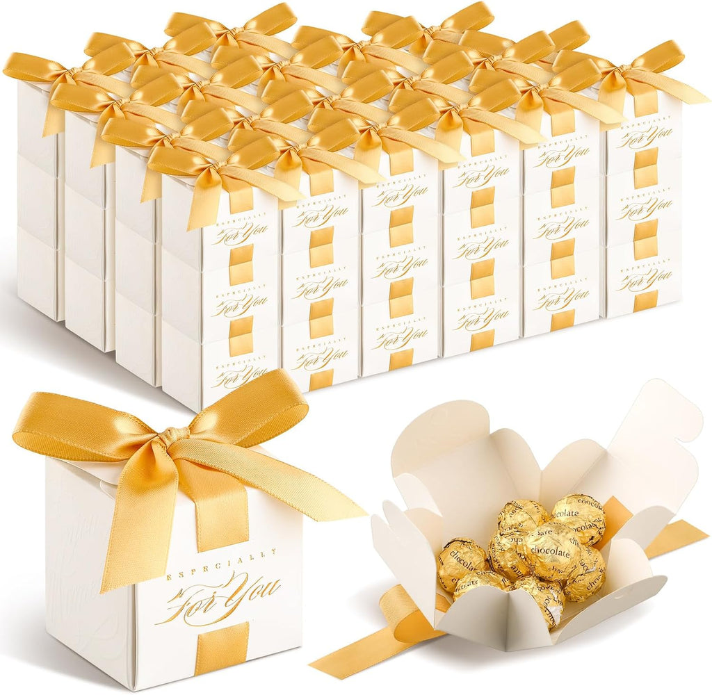 60 Pcs Wedding Favor Boxes Mini Small Gift Boxes, Gold