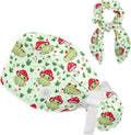Scrub Caps Women Ponytail, Funny Print Surgical Cap with Button & Sweatband