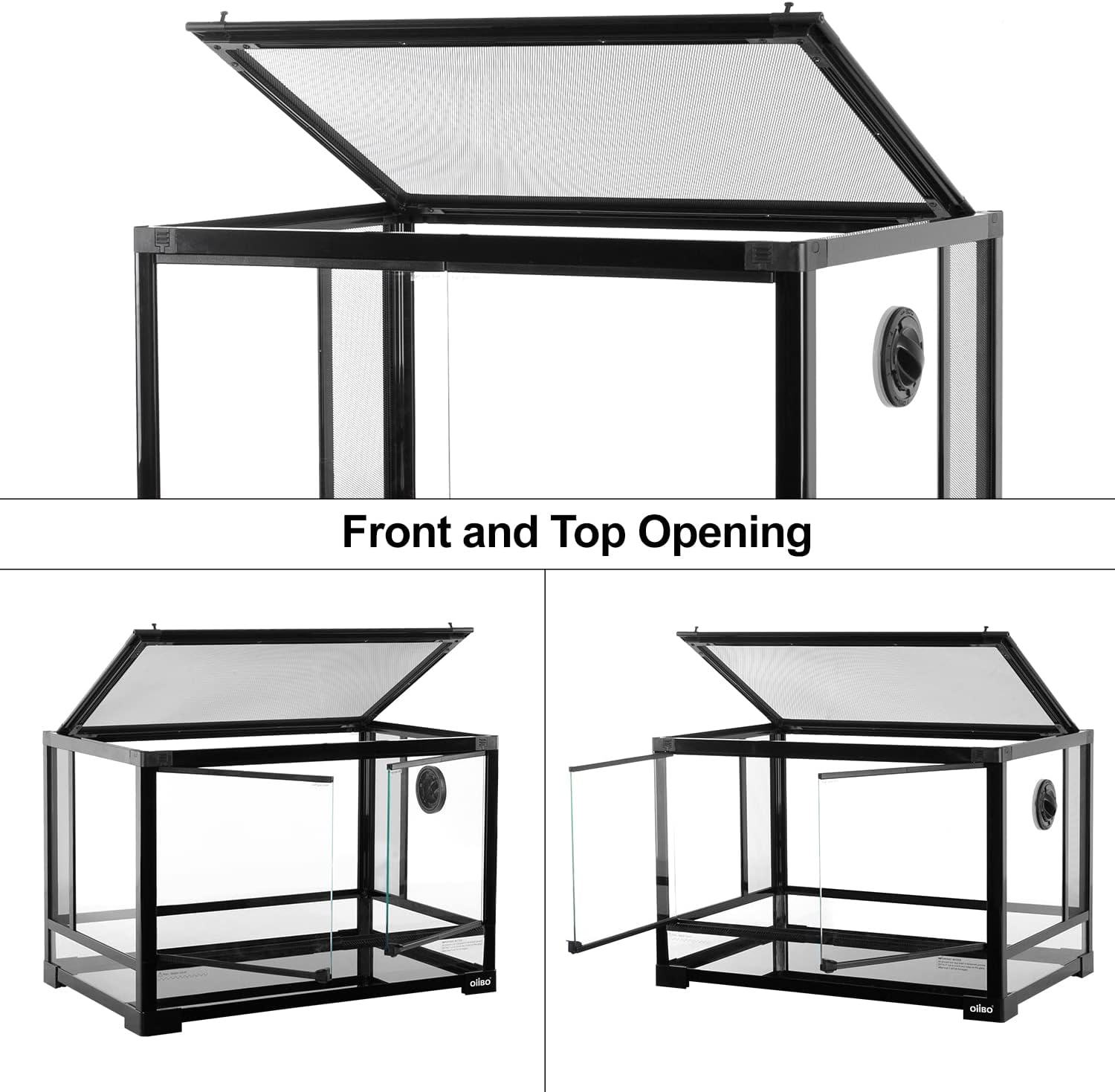 Full Vision Glass Reptile Terrarium 27 Gallon, Double Hinge Door with Screen Ventilation Reptile Tank 24"x16"x16"