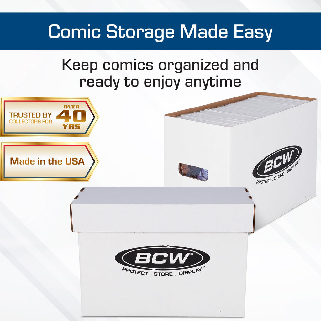 Short Comic Storage Boxes, Holds 150-175 Comics Each, White, 3 Pack
