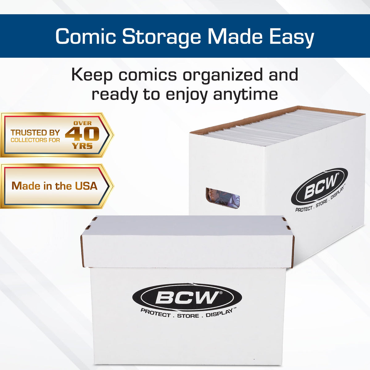 Short Comic Storage Boxes, Holds 150-175 Comics Each, White, 3 Pack
