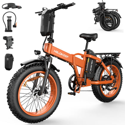 Folding Electric Bike, 48V 25AH Battery Ebike with 30MPH Top Speed, 20" Fat Tire E-Bike for Adults with Rear Rack
