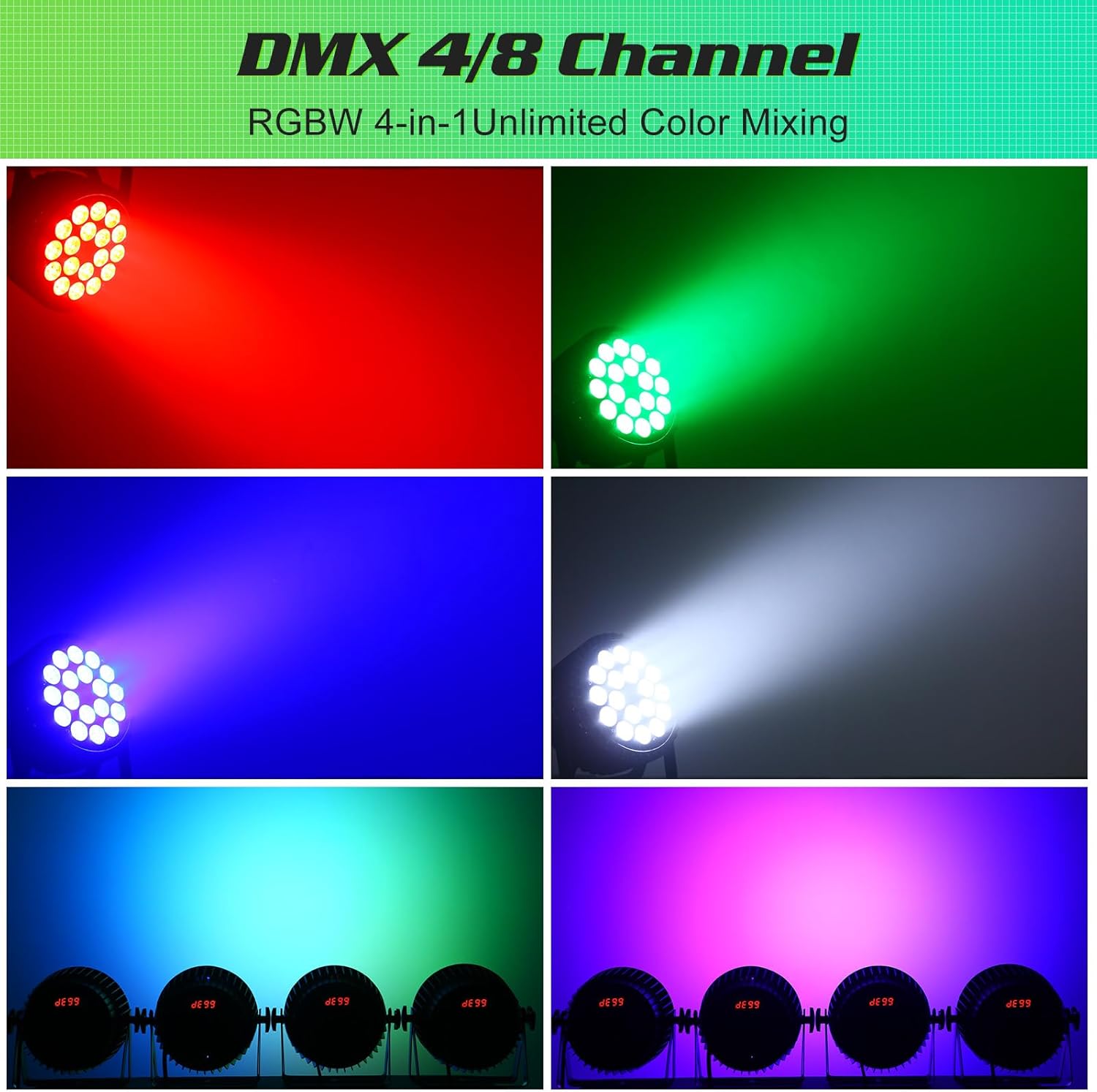 Par Lights LED Stage Lights, U`King 12Wx18 RGBW Uplight Stage Lighting Effect by DMX and Sound Activated Control Wash