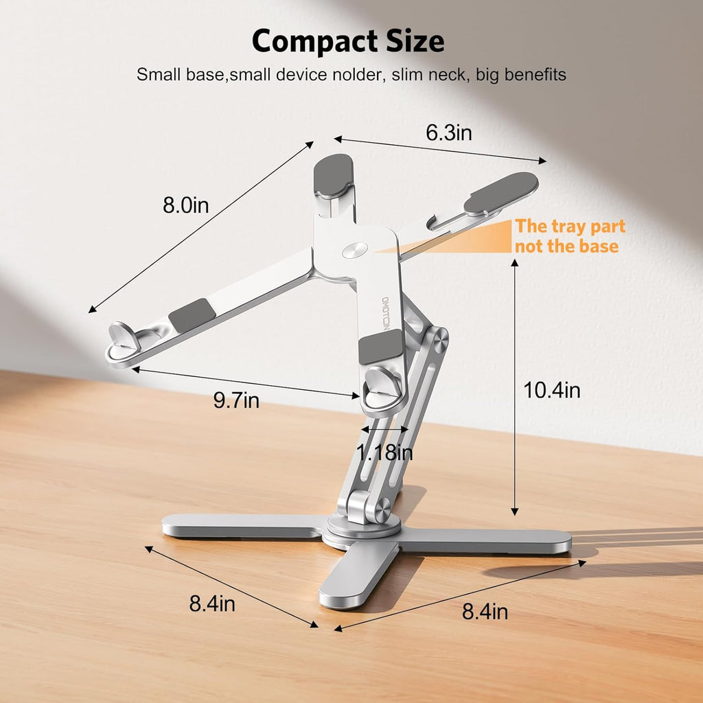 LA10 360° Rotating Laptop Stand Riser for Desk, Ergonomic Foldable Computer Stand Adjustable Height Angles for