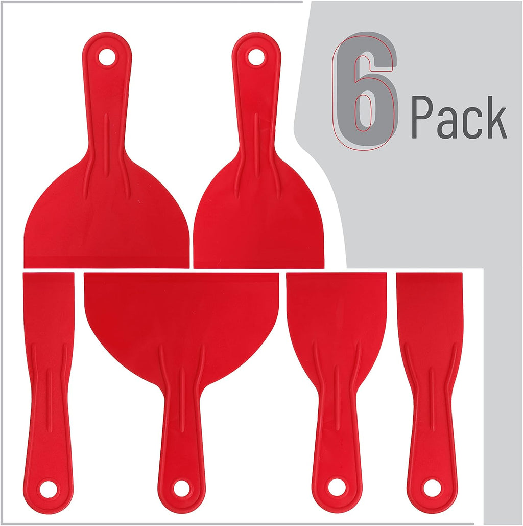 Bates- Plastic Putty Knife Set, 6 Pack Flexible Scrapers