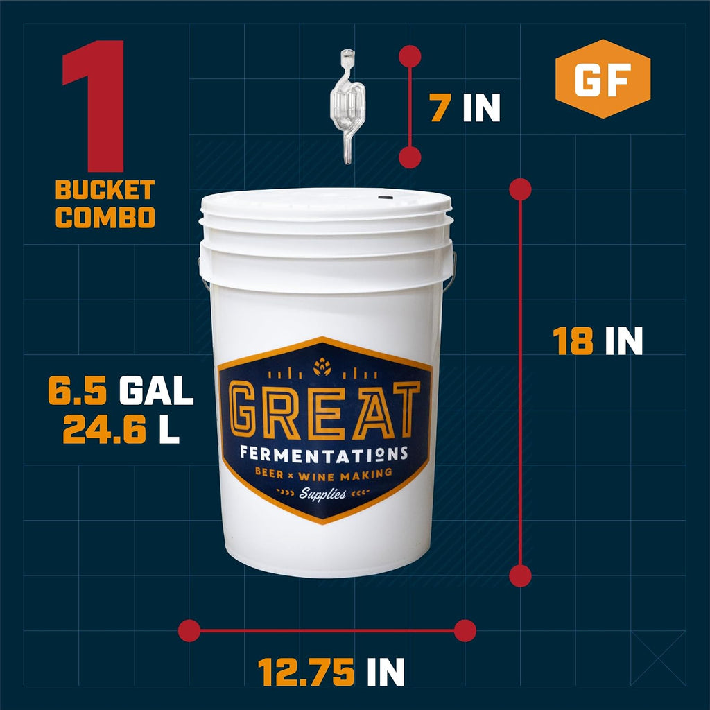 6.5 Gallon Fermenting Bucket with Lid and Handle - BPA-Free Food Grade Fermentation Bucket with Airlock - Reusable