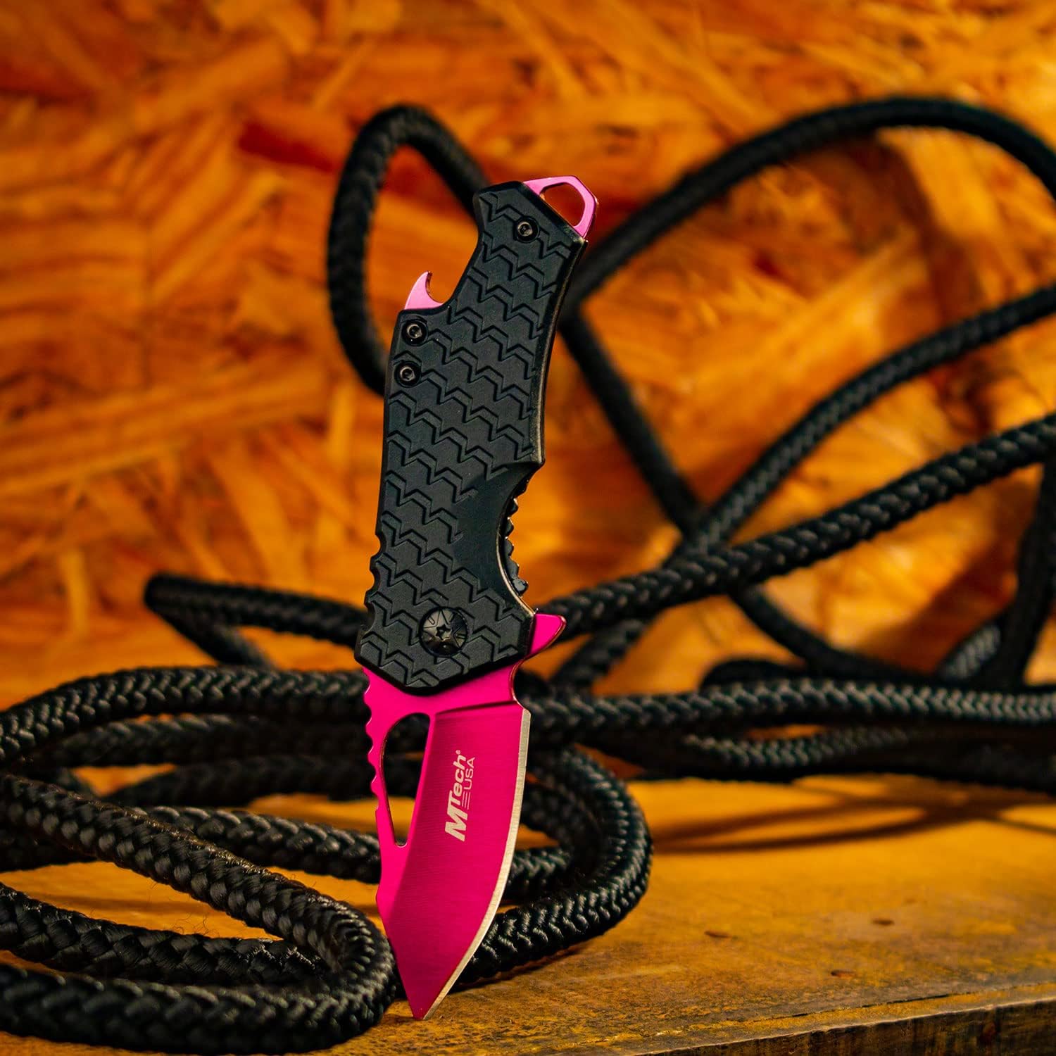 – Pocket Folding Knife – Fine Edge Steel Blade, Aluminum/Nylon Fiber Handle, Bottle Opener and Pocket Clip, Tactical