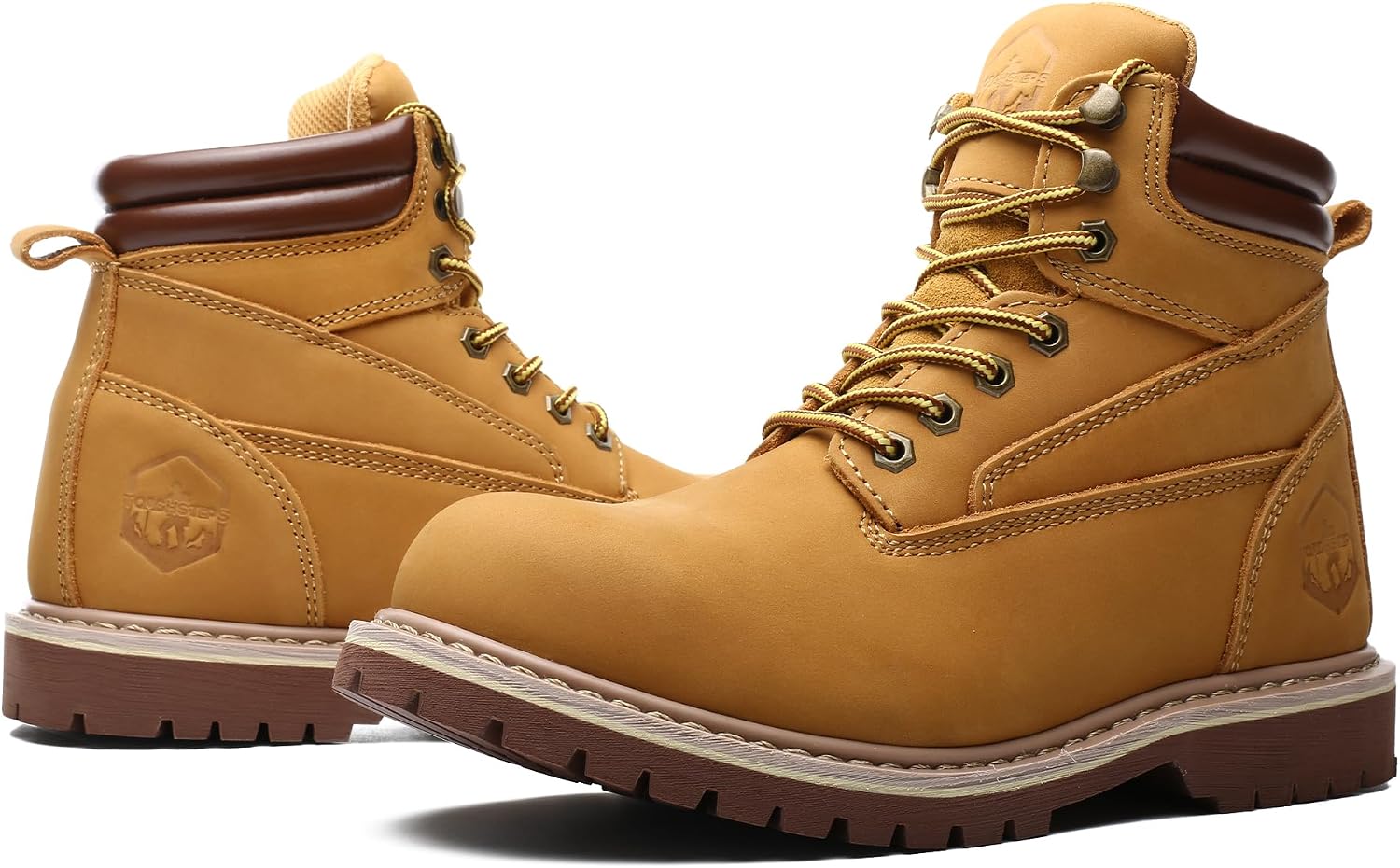 Steel Toe Work Boots for Men 6 Inch Waterproof Non Slip Rubber Comfort Leather Safety Durable Industrial Construction