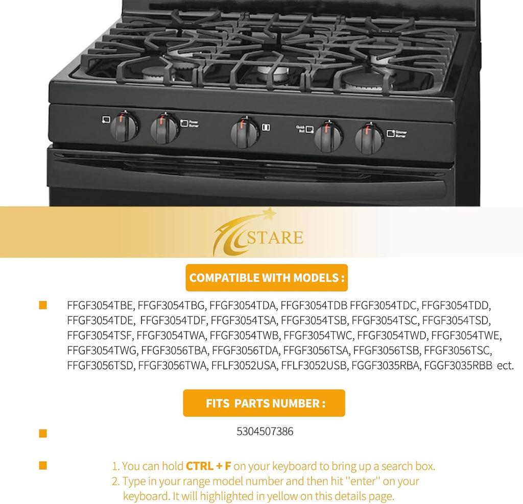 Allstare Upgraded 5304507386 Stove knobs Replacement for Frigidaire Stove Parts Gallery Oven Knobs FGGF3035RFA LFGF3052TFA Frigidaire 30" Gas Range Parts Cooktop Burner Control Knobs 1 Pc