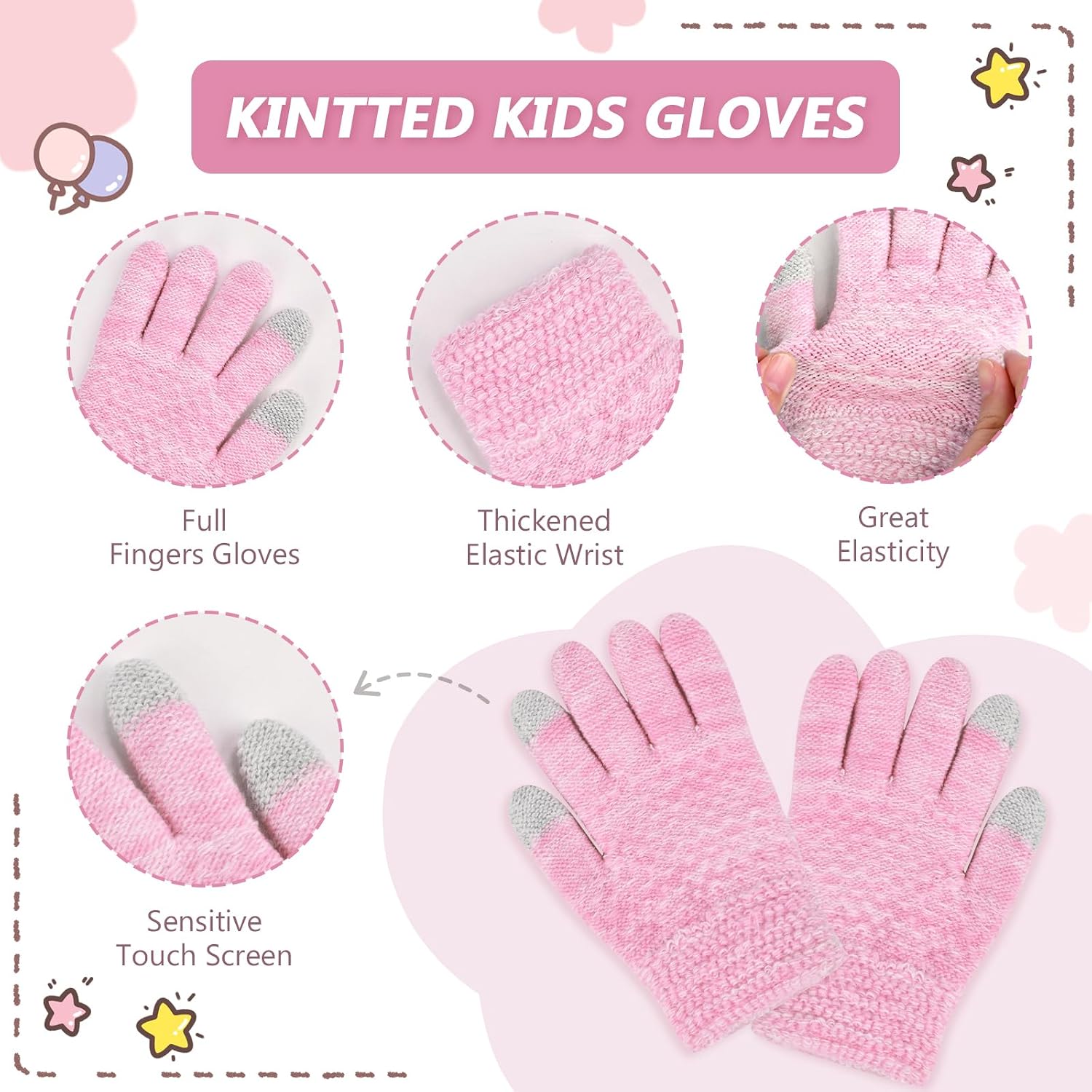 Kids Winter Hat Gloves Scarf Set,Toddler Girls Winter Hat Kids Beanie with Pom Neck Warmer Gaiter Mittens Fleece