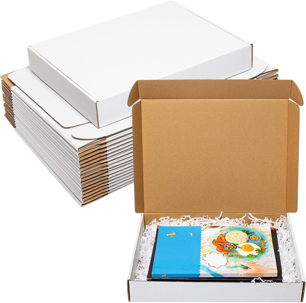 13x10x2 Inches Shipping Boxes 25 Pack Corrugated Cardboard White Box