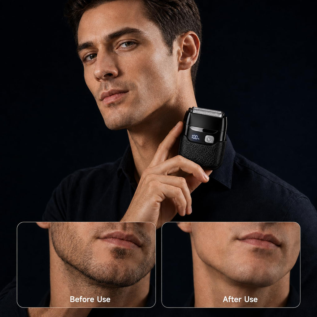 Electric Foil Shaver for Men, Compact Face Shaver, 3 Floating Foils
