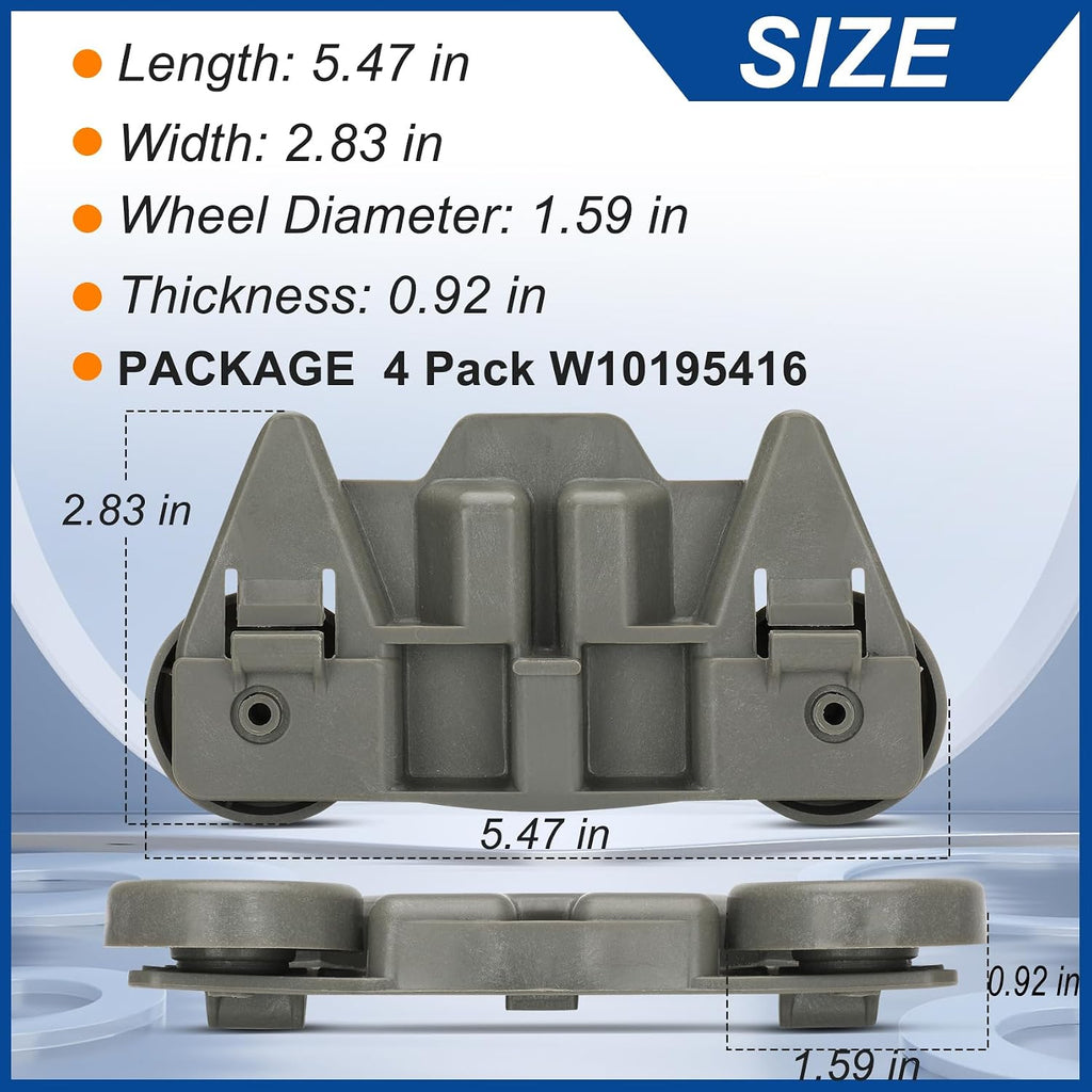 W10195416 Dishwasher Wheels Lower Rack for Whirlpool Dishwasher Rack Parts