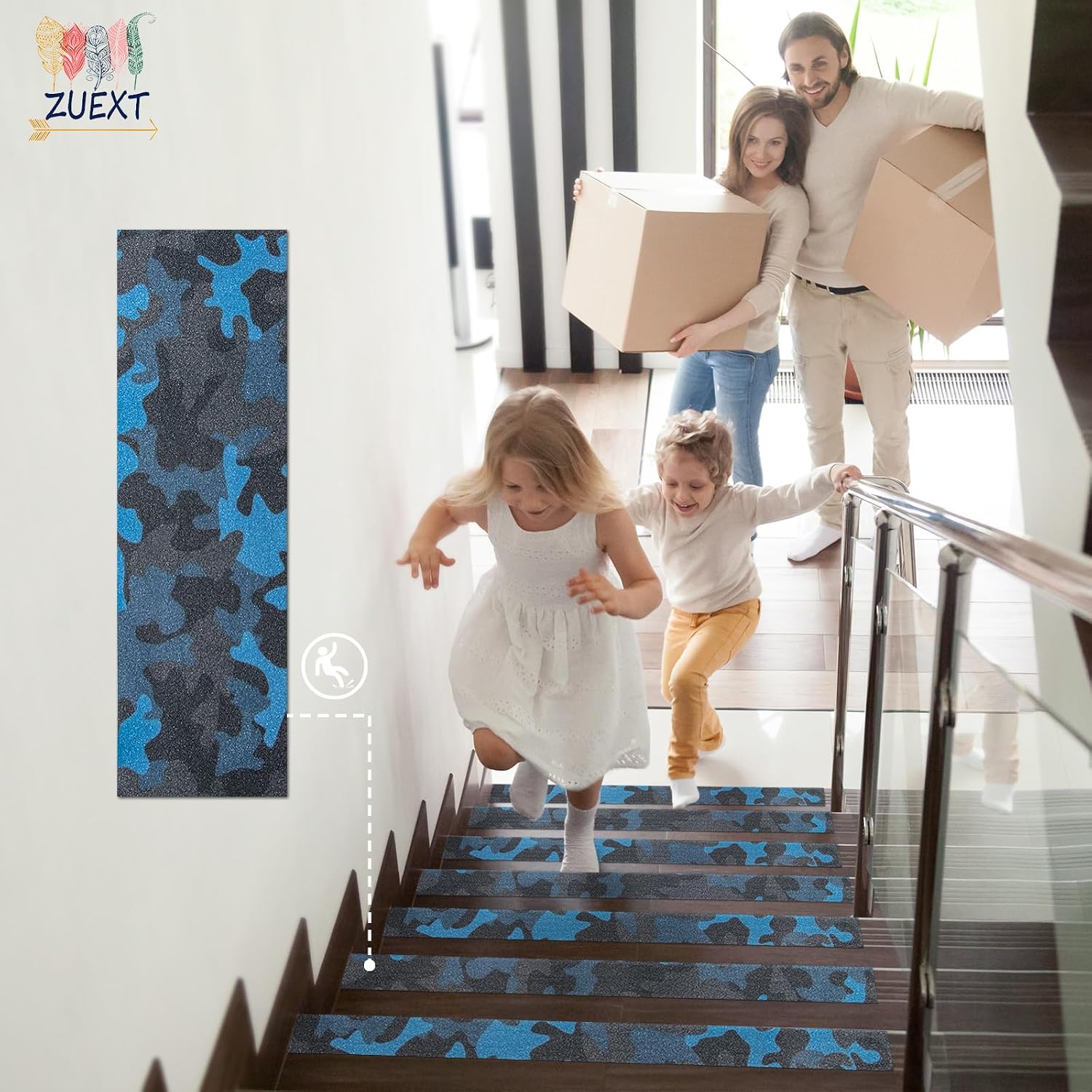 9" x 33" Blue Camo Skateboard Grip Tape 2 Pack (23x84cm) | Bubble Free, Waterproof, Griptape for Scooter Longboard