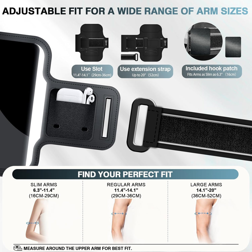 2026 Running Armband Water Resistant Sports Phone Holder Case with Extension Strap,Card Slot Up to 6.9" Phone for