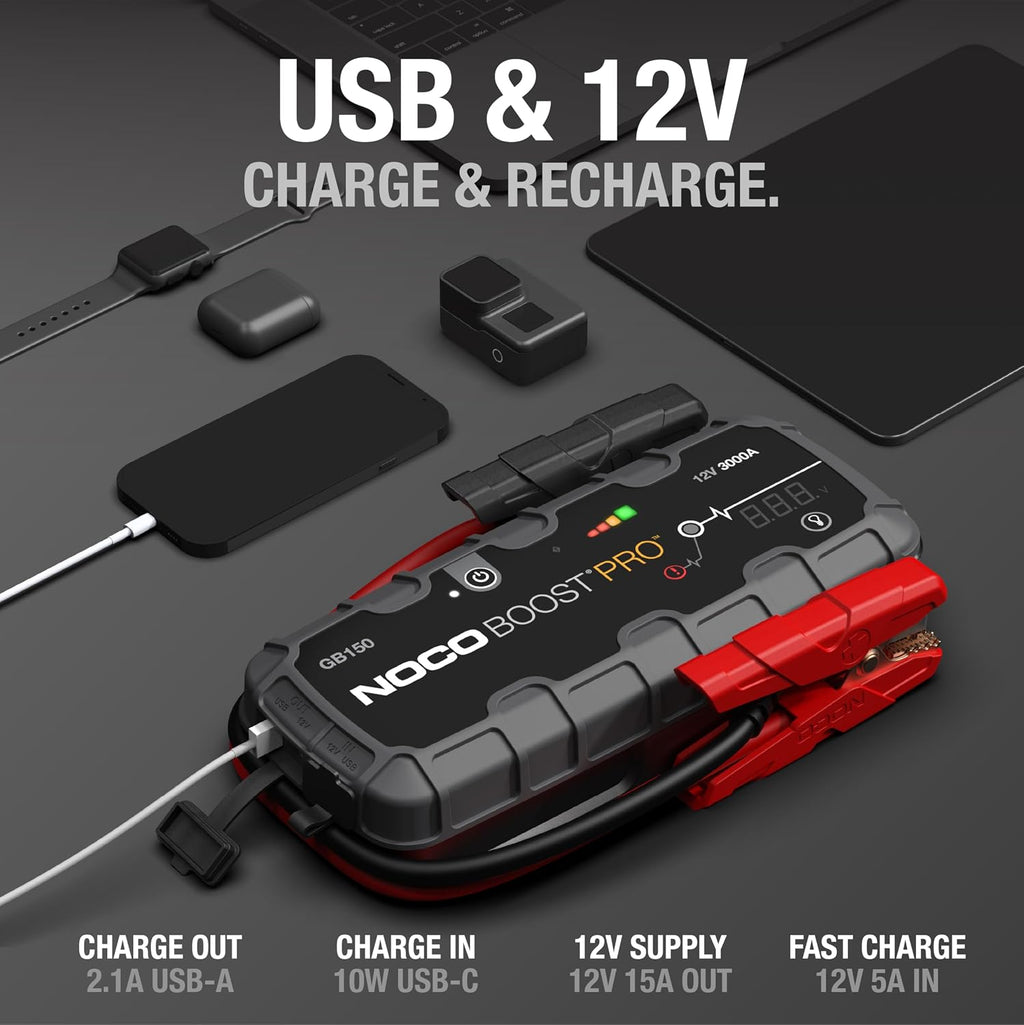 Boost GB150: 3000A UltraSafe Jump Starter – 12V Lithium Battery Booster Pack, Portable Jump Box, Power Bank & Jumper