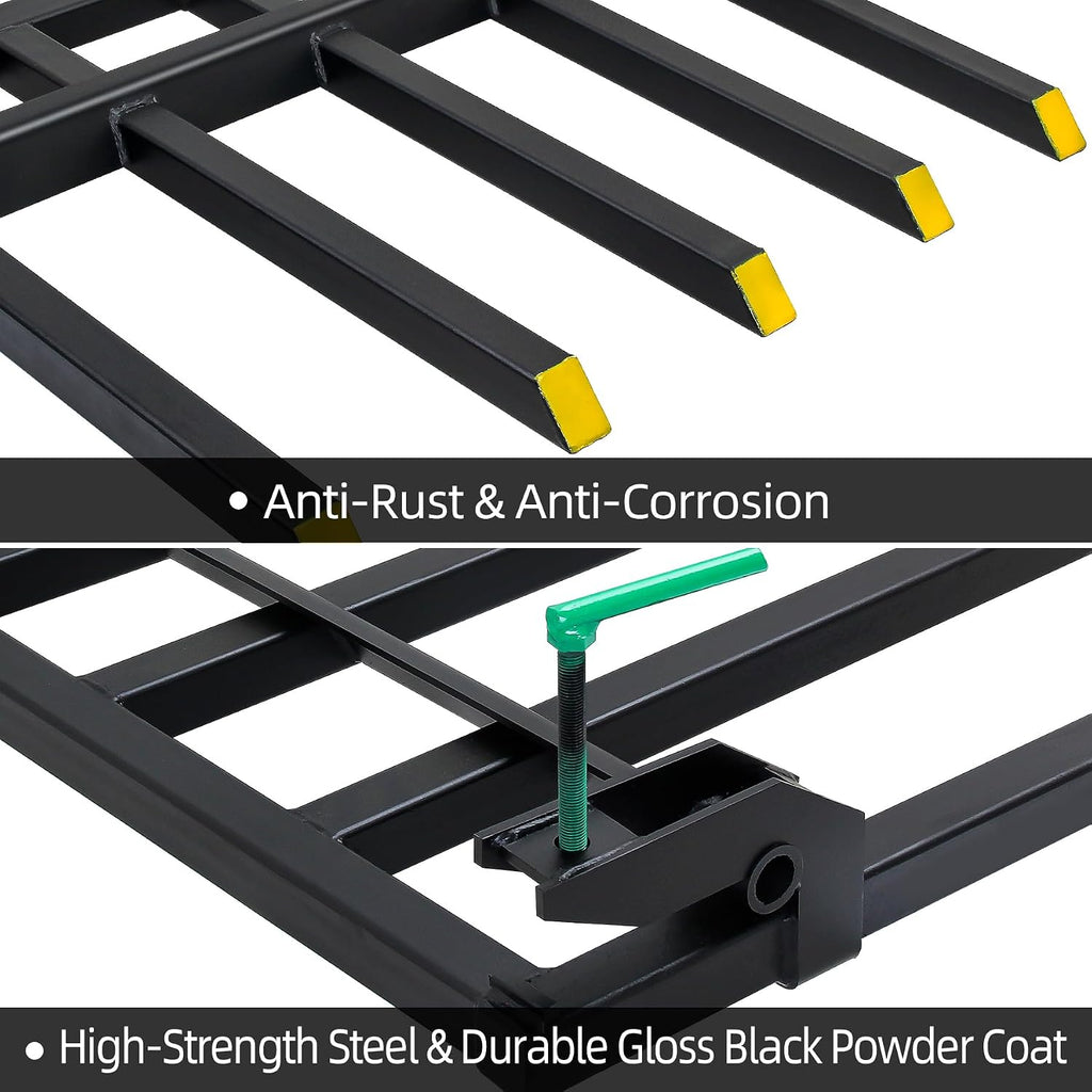48 Inch Heavy-Duty Clamp-On Pallet Forks with 2500 lb Capacity Attachments, Designed to Fit Loader Buckets, Skid