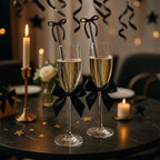 30 Pcs 6 Inch Party Bow Drink Stirrers Pack,Black