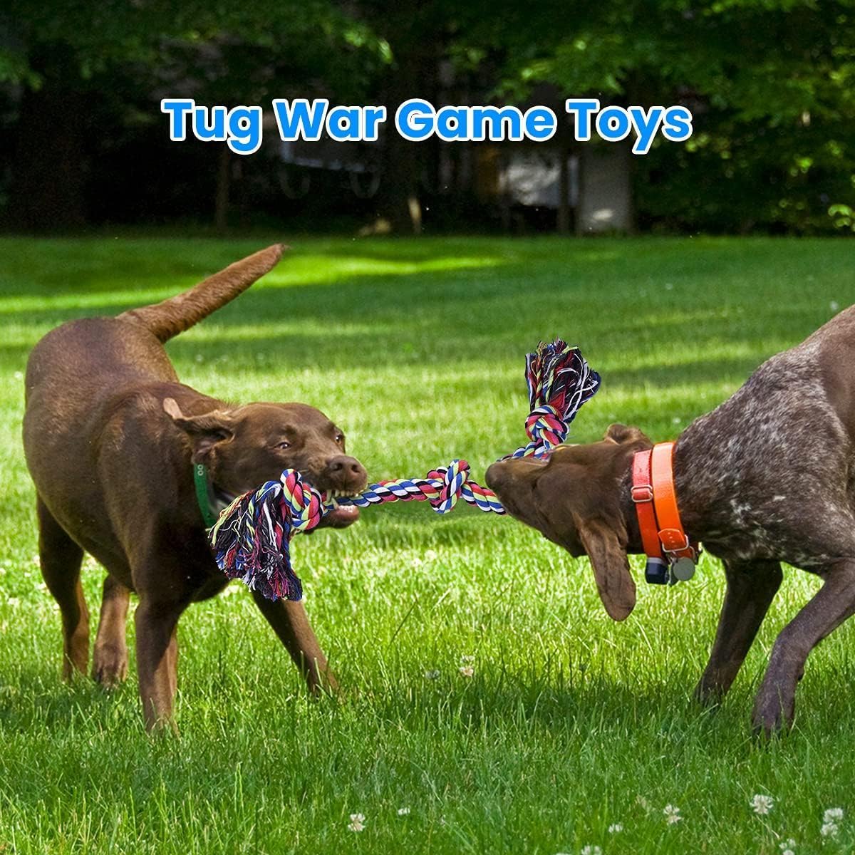 Heavy Duty Dog Rope Toys for Large Breed Aggressive Chewers, 2 Pack Indestructible Teeth Cleaning Tug of War Toy