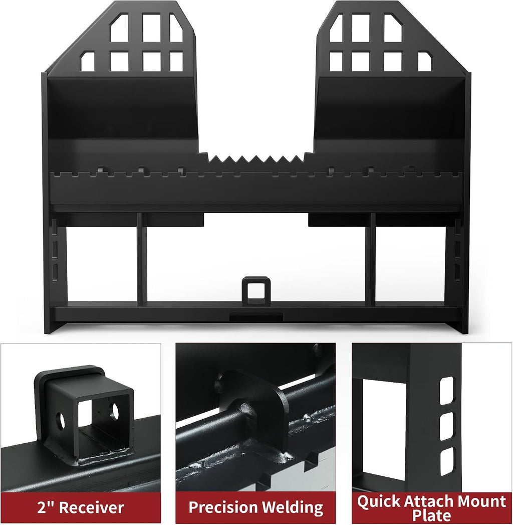 4000lbs Skid Steer Pallet Fork Attachment, 45" Pallet Fork Frame with 48" Pallet Forks Blades fit for Kubota Bobcat