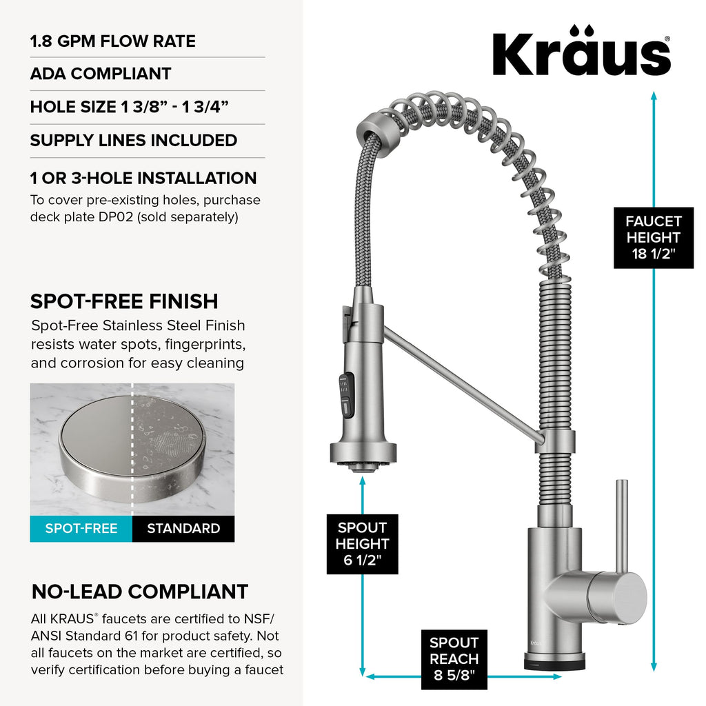 Bolden Touch Kitchen Faucet w/Pull Down Sprayer, Spot-Free Stainless