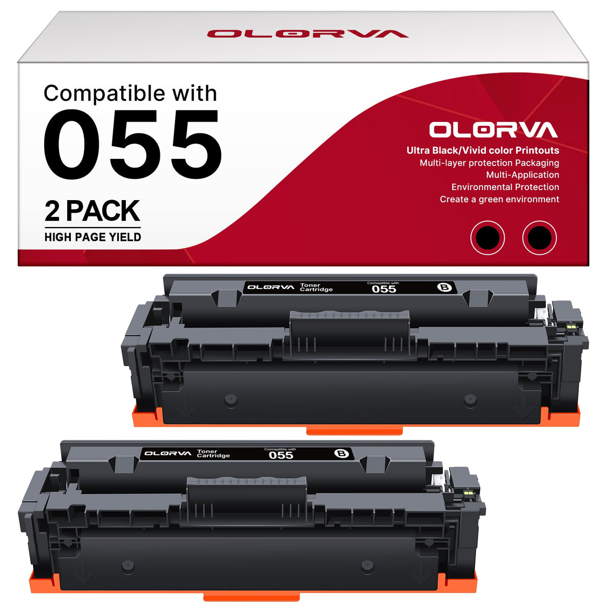 055 Compatible Replacment for Canon 055 055H Black Toner Cartridge 2 Pack