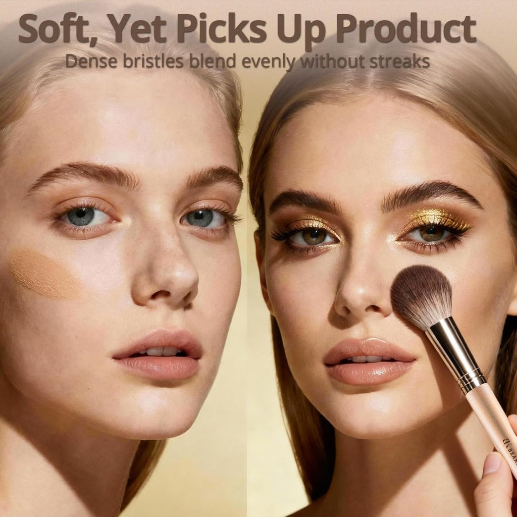 12pcs Vegan Makeup Brush Set Soft high-density Taklon fibers,durable birch handles,zero shedding,easy to
