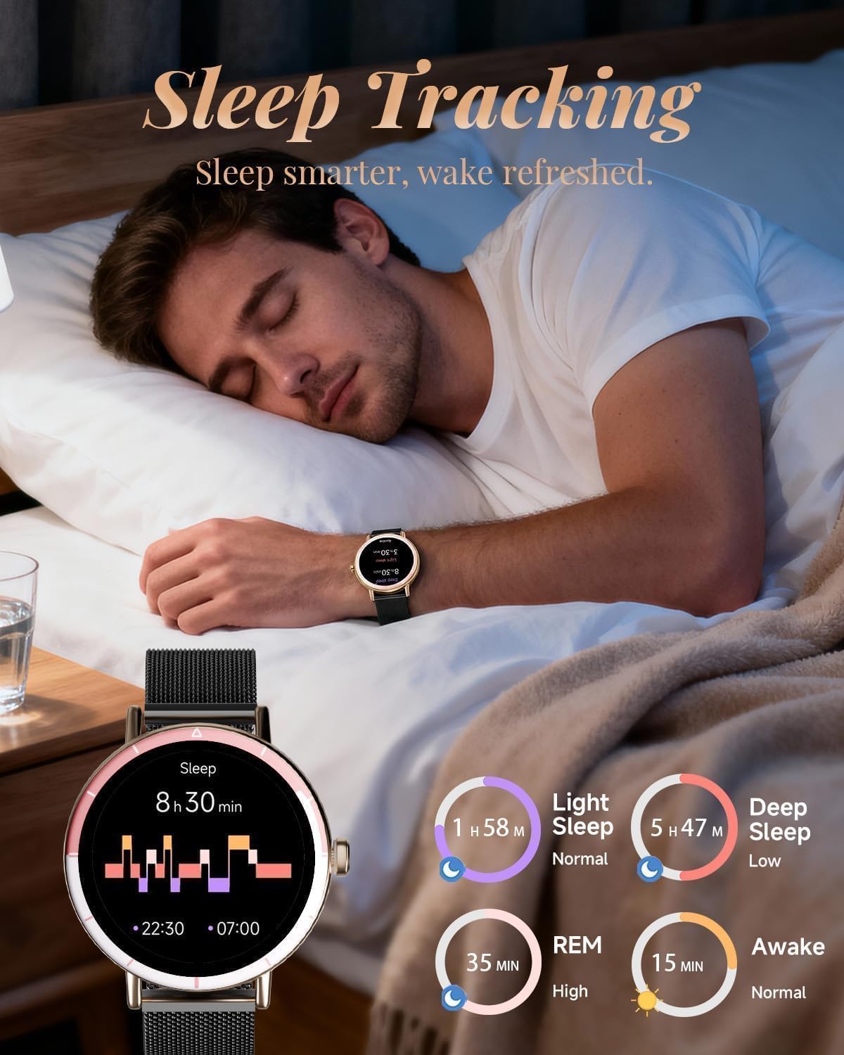 Smart Watch for Women Men with Two Bands, 40mm HD Smartwatch, Compatible with Android & iOS, Answer/Make Calls