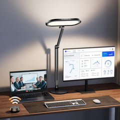Premium LED Desk Lamp, Dual-Sided Soft Lighting with Knob Remote | Eye-Caring Diffused Light for Home Office, Video